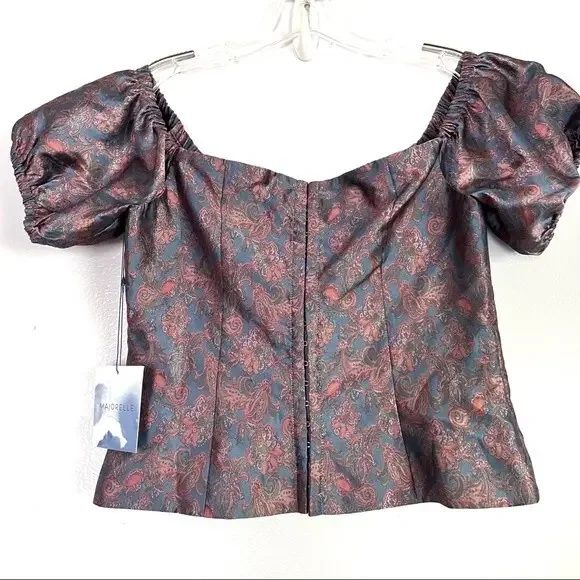 NWT Majorelle Jo Floral Puff Sleeve Corset Top - M - Picture 2 of 8